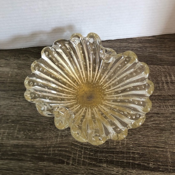 Hand Blown Glass Bowl with Gold Accents - Picture 4 of 16